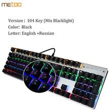 Load image into Gallery viewer, Original Metoo Gaming mechanical keyboard 87/104 keys LED Backlit USB Wired English/Russian/Spanish Keyboard for Computer gamer