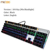 Load image into Gallery viewer, Original Metoo Gaming mechanical keyboard 87/104 keys LED Backlit USB Wired English/Russian/Spanish Keyboard for Computer gamer