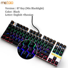 Load image into Gallery viewer, Original Metoo Gaming mechanical keyboard 87/104 keys LED Backlit USB Wired English/Russian/Spanish Keyboard for Computer gamer