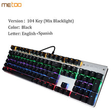 Load image into Gallery viewer, Original Metoo Gaming mechanical keyboard 87/104 keys LED Backlit USB Wired English/Russian/Spanish Keyboard for Computer gamer