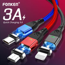Load image into Gallery viewer, FONKEN Magnetic Micro USB Cable Type C Magnetic Charger Phone Cables for iPhone Samsung Huawei Xiaomi LG Quick Fast Charge 1m 2m