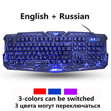 Load image into Gallery viewer, Russian/English Gaming Keyboard LED 3-Color M200 USB Wired Colorful Breathing Backlit Waterproof Computer Crack Keyboard