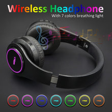 Load image into Gallery viewer, RU shipping wireless headphones handfree bluetooth headset 7 LED light (can on/off) Support TF Card earphone with mic