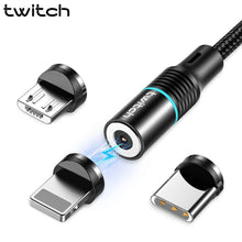 Load image into Gallery viewer, Twitch T01 magnética Micro USB tipo C Cable para iPhone Xiaomi teléfono móvil Cable USB de carga rápida cargador magnético Cable