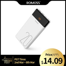 Load image into Gallery viewer, 20000mAh ROMOSS LT20 Power Bank Dual USB Powerbank External Battery With LED Display Fast Portable Charger For Phones Xiaomi