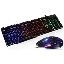 Load image into Gallery viewer, 1Set 1Set T6 Rainbow LED Backlit Multimedia Ergonomic USB Wired Gaming Keyboard Wired Mouse and Mouse Pad for PC Laptop Computer