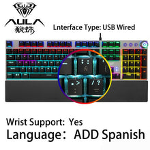 Load image into Gallery viewer, AULA Gaming Mechanical Keyboard 104 Keys Wired Backlit Metal Anti-ghosting for Computer PC With English Russian Spanish Arabic