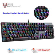 Load image into Gallery viewer, MOTOSPEED CK104 RGB Backlight Russian English Mechanical Keyboard Anti-Ghosting Gaming keyboard For Teclado Game Computer TV BOX