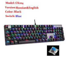 Load image into Gallery viewer, MOTOSPEED CK104 RGB Backlight Russian English Mechanical Keyboard Anti-Ghosting Gaming keyboard For Teclado Game Computer TV BOX