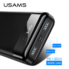 Load image into Gallery viewer, USAMS 3000 mAh Power Bank LED Display QC 3.0 3A Fast Charging External Portable Battery Powerbank for iPhone Samsung pover banks
