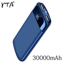 Load image into Gallery viewer, 30000mah Power Bank External Battery PoverBank 2 USB LED Powerbank Portable Mobile phone Charger for Xiaomi MI iphone 8 X Huawei