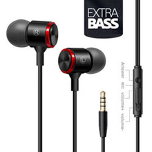 Load image into Gallery viewer, Mobile phone wire headset extra bass straight line PC subwoofer earphones in-ear metal sports music phone earphone with Mic
