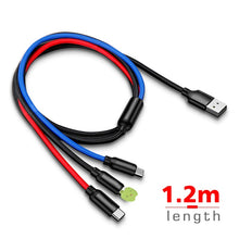 Load image into Gallery viewer, 3 in 1 USB cable for mobile phone Micro usb type C 0.1m/0.3m/1.2m charger cable for charging cable Micro USB charger cable