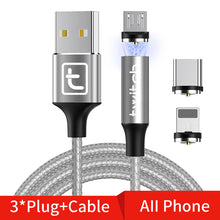 Load image into Gallery viewer, Twitch 1m 2m Magnetic USB Cable for iPhone Xs Max 8 7 6 USB Type C Cable & Micro USB Cable for Samsung Xiaomi LG Microusb USB C