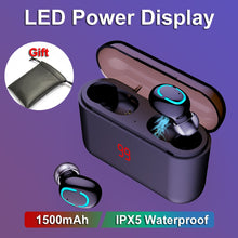 Load image into Gallery viewer, Bluetooth Earphone Earphones Wireless Headphones Bluetooth Headset Gaming Wireless Earbuds Waterproof with Mic 1500mAh Charger