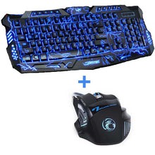 Load image into Gallery viewer, Tri-color USB Wired LED Backlit Laptop Computer Gamer Keyboard Mouse Combo Optical Pro 7 Buttons 5500 DPI Gaming Mouse