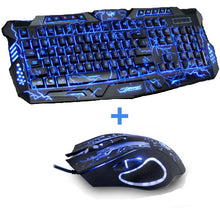 Load image into Gallery viewer, Tri-Color Backlit Computer Gaming Keyboard Teclado USB Powered Full N-Key Game Keyboard for Desktop Laptop Russian sticker
