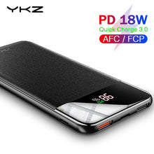 Load image into Gallery viewer, YKZ QC 3.0 Power Bank 10000mAh LED External Charger Battery Poverbank PD Fast Quick Charge 12V Powerbank for iPhone Xiaomi mi
