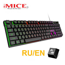 Load image into Gallery viewer, Wired Gaming Keyboard Mechanical Feeling Backlit Keyboards USB 104 Keycaps Russian Keyboard Waterproof Computer Game Keyboards
