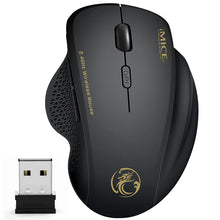 Load image into Gallery viewer, Rato sem fio ergonômico computador mouse pc óptico mause com receptor usb 6 botões 2.4 ghz sem fio ratos 1600 dpi para computador portátil
