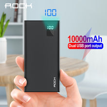 Load image into Gallery viewer, ROCK Power Bank 10000mAh Portable Fast Charging PowerBank 10000 Dual USB Mini External Battery Charger For Xiaomi Mi PoverBank
