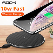 Load image into Gallery viewer, Rock 10 w rápido carregador sem fio para iphone 11 x xs max xr carga rápida 3.0 qi sem fio carregador almofada para samsung huawei xiaomi
