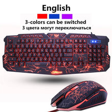 Load image into Gallery viewer, Russian/English Gaming Keyboard LED 3-Color M200 USB Wired Colorful Breathing Backlit Waterproof Computer Crack  Keyboard
