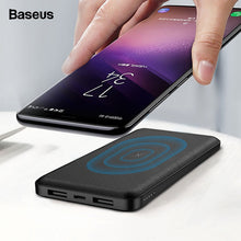 Load image into Gallery viewer, Baseus 10000mAh Qi Wireless Charger Power Bank External Battery Wireless Charging Powerbank For iPhone11 X Samsung huawei Xiaomi
