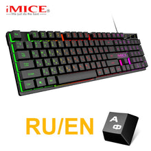 Load image into Gallery viewer, Gaming Keyboard Russian EN Imitation Mechanical Keyboard with Backlight Wired Gamer Keyboard USB Game Keyboards for Computer
