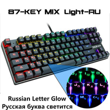 Load image into Gallery viewer, Gaming Mechanical keyboard usb wired Backlit Anti-ghosting 87 key RGB Russian Blue Red Switch keyboard for computer gamer laptop
