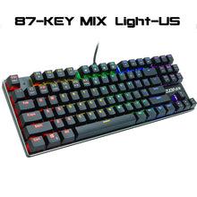 Load image into Gallery viewer, Gaming Mechanical keyboard usb wired Backlit Anti-ghosting 87 key RGB Russian Blue Red Switch keyboard for computer gamer laptop
