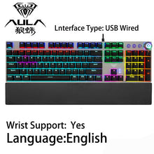 Load image into Gallery viewer, AULA Gaming Mechanical Keyboard 104 Keys Wired Backlit Metal Anti-ghosting for Computer PC With English Russian Spanish Arabic
