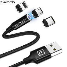 Load image into Gallery viewer, Cable Micro USB magnético de 1M 2M para iPhone Samsung Android Cable de carga rápida USB tipo C Cable de cargador magnético
