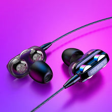 Load image into Gallery viewer, Hevaral Dual Driver Earphone Wired Headset 3.5mm Volume Control With Microphone Hifi Stereo Music Earbuds Comfortable To Wear
