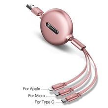 Load image into Gallery viewer, Cafele 3 in 1 Retractable Micro USB Type C Cable for iPhone X XS Fast Charging Data Sync USB C Cable for Huawei Xiaomi Samsung
